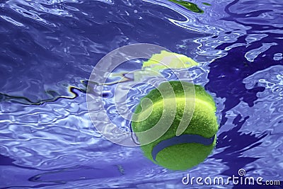 Tennis Summer Concept, Tennis Ball Underwater, Swimming Pool, SummerÂ Tennis Stock Photo